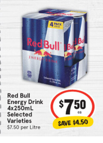 IGA Red Bull Energy Drink 4x250ml offer