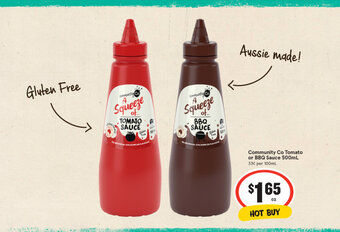 IGA Community Co Tomato or BBQ Sauce 500mL offer