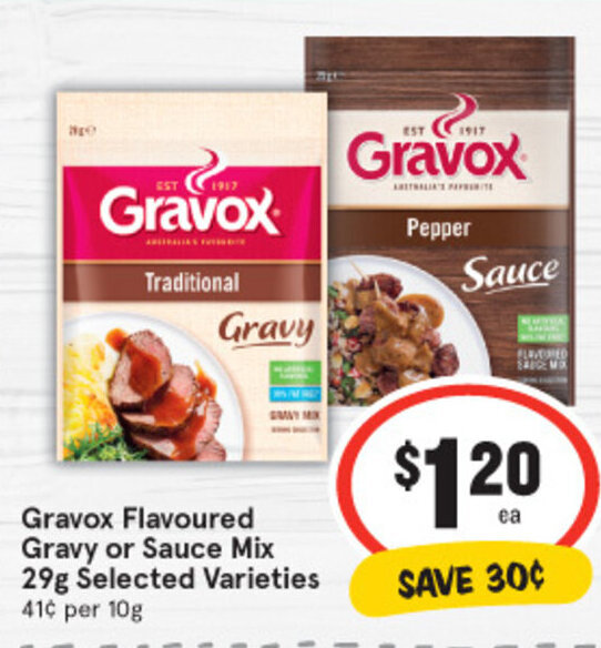 Gravox Flavoured Gravy or Sauce Mix 29g offer at IGA
