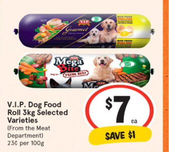 IGA V.I.P. Dog Food Roll 3kg offer