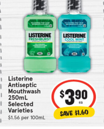 IGA Listerine Antiseptic Mouthwash 250mL offer