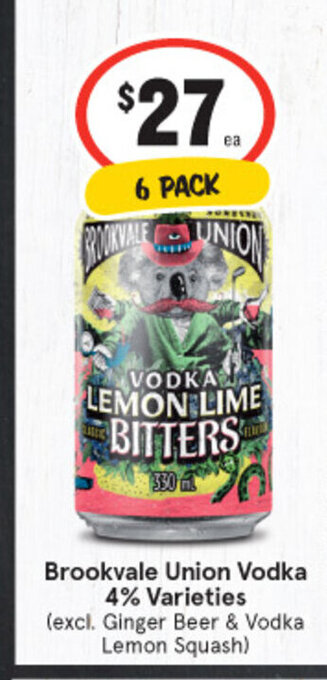 IGA Brookvale Union Vodka 4% Varieties offer