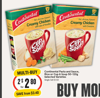 IGA Continental Pasta and Sauce, Rice or Cup A Soup 50-120g offer