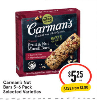IGA Carman's Nut Bars 5-6 Pack offer
