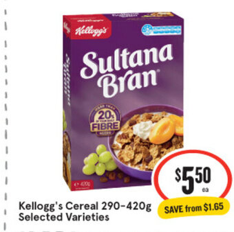 IGA Kellogg's Cereal 290-420g offer