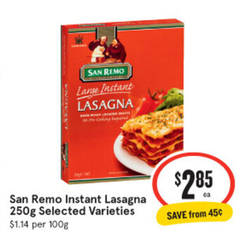 IGA San Remo Instant Lasagna 250g offer