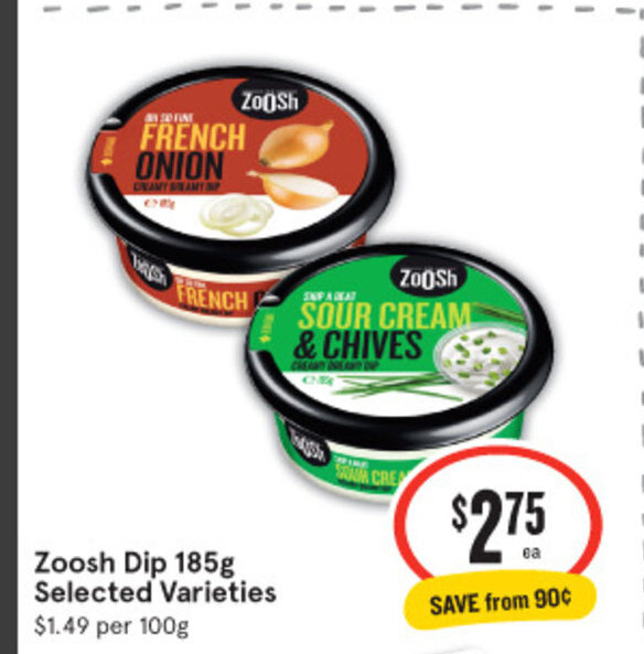 Zoosh Dip 185g offer at IGA