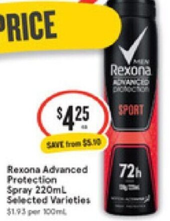 IGA Rexona Advanced Protection Spray 220mL offer
