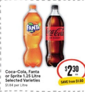 IGA Coca-Cola, Fanta or Sprite 1.25 Litre offer