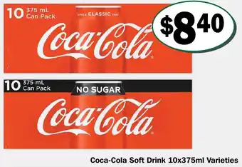 Friendly Grocer Coca-Cola Soft Drink 10x375ml Varieties offer