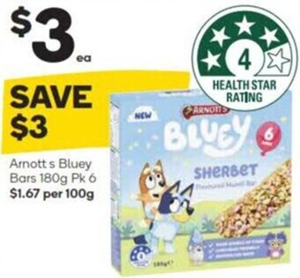 Woolworths Arnott's Bluey Bars 180g Pk 6 offer