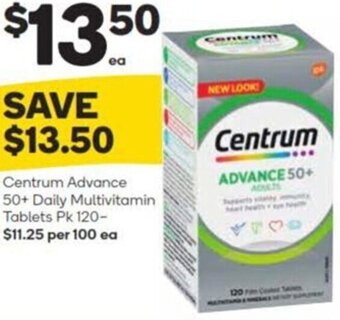 Woolworths Centrum Advance 50+ Daily Multivitamin Tablets Pk 120 offer