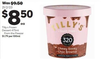 Woolworths Tilly s Frozen Dessert 475ml offer