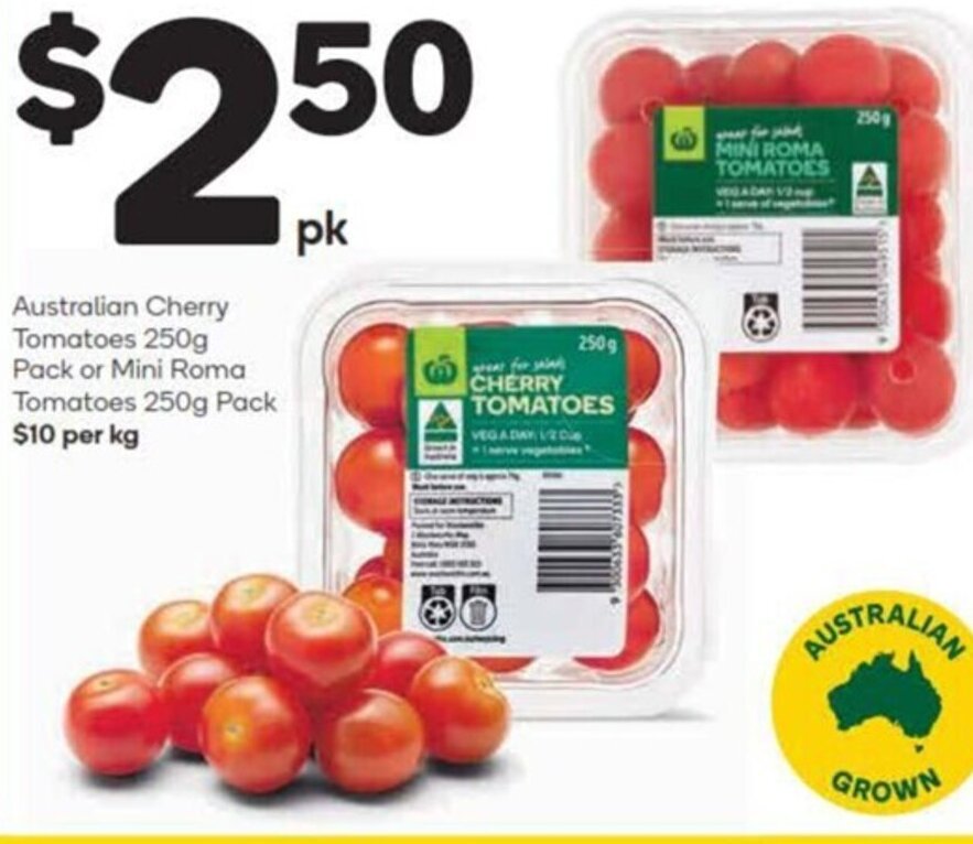 Australian Cherry Tomatoes 250g offer at Woolworths