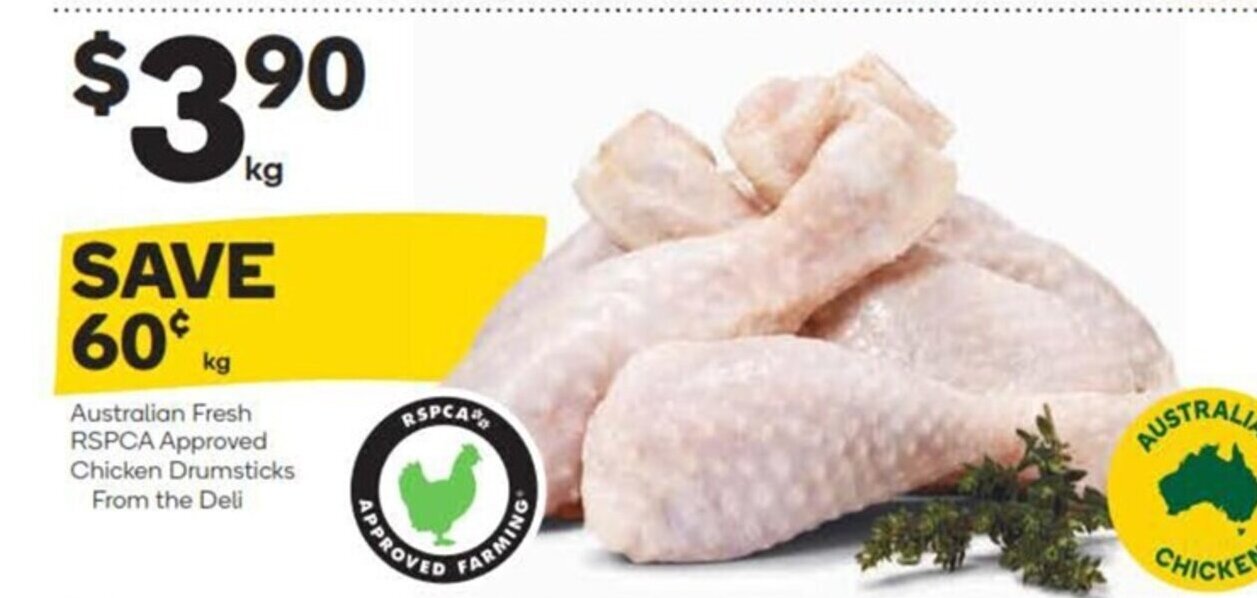 Australian Fresh RSPCA Approved Chicken Drumsticks offer at Woolworths