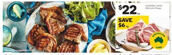 Woolworths Australian Lamb Mid Loin Chops offer