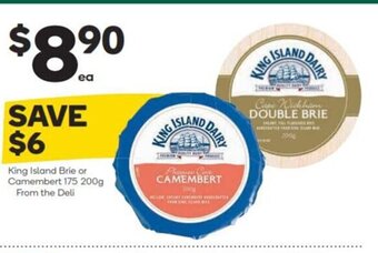 Woolworths King Island Brie or Camembert 175 200g offer