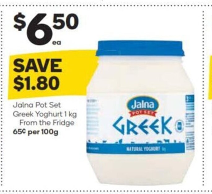 Jalna Pot Set Greek Yogurt 1 kg offer at Woolworths