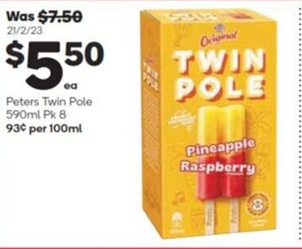 Woolworths Peters Twin Pole 590ml pk 8 offer