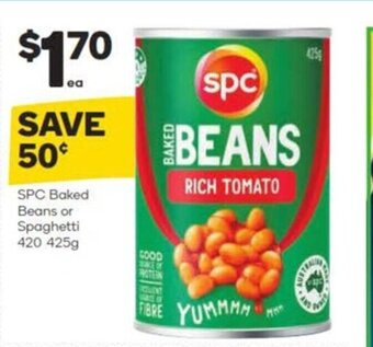 Woolworths SPC Baked Beans or Spaghetti 420 425g offer