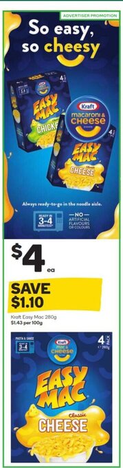 Woolworths Kraft Easy Mac 280g offer