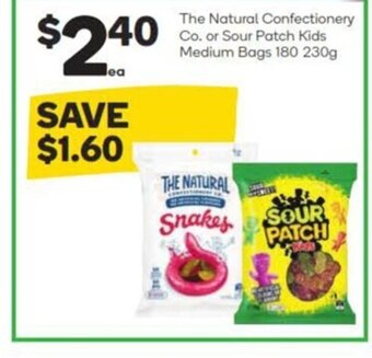 Woolworths The Natural Confectionery Co.or Sour Patch Kids Medium Bags 180 230g offer