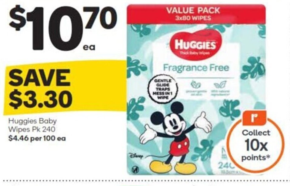 Huggies Baby Wipes pk 240 offer at Woolworths