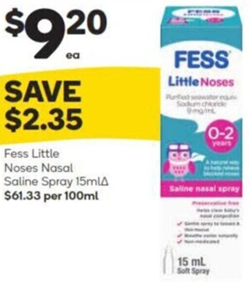 Fess Little Noses Nasal Saline Spray 15ml offer at Woolworths