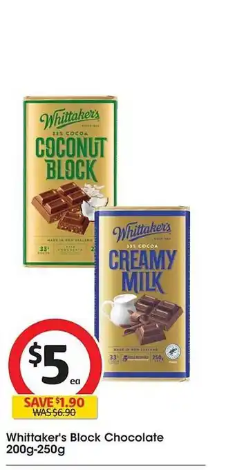 Coles Whittaker's block chocolate offer