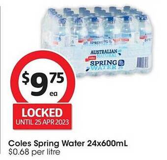 Coles Coles spring water offer
