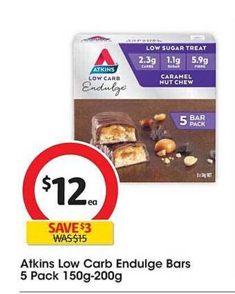 Coles Atkins low carb endulge bars offer