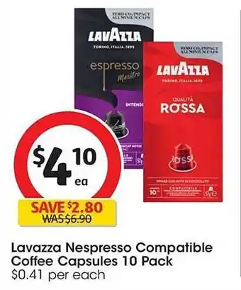 Coles Lavazza nespresso compatible coffee capsules offer