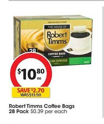 Coles Robert timms coffee bags offer