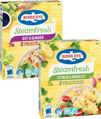 Coles Birds eye steamfresh fish 380g offer