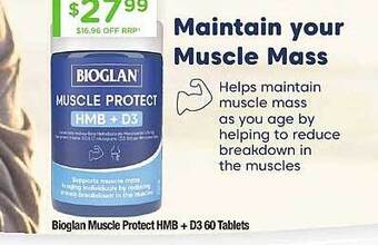 Chemist Warehouse Bioglan muscle protect hmb + d3 60 tablets offer