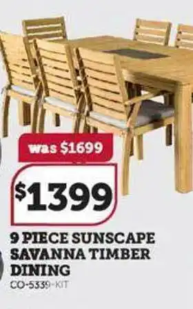 Stratco 9 piece sunscape savanna timber dining offer