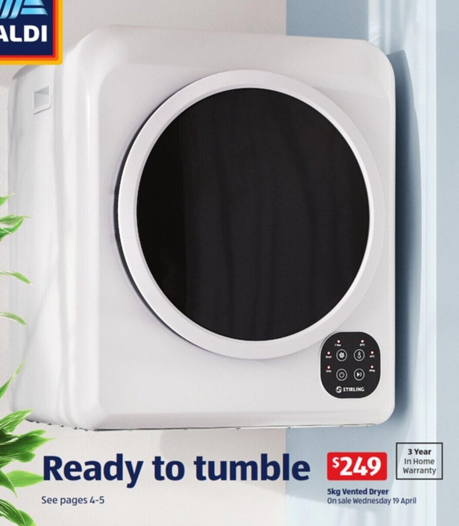 5Kg Vented Dryer offer at ALDI