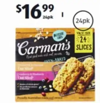 ALDI Carman's Oat Slice 24pk/840g offer