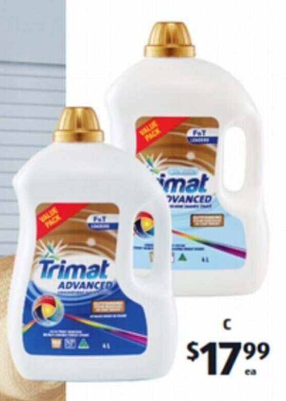 Trimat Advanced Laundry Liquid Value Pack 4L offer at ALDI