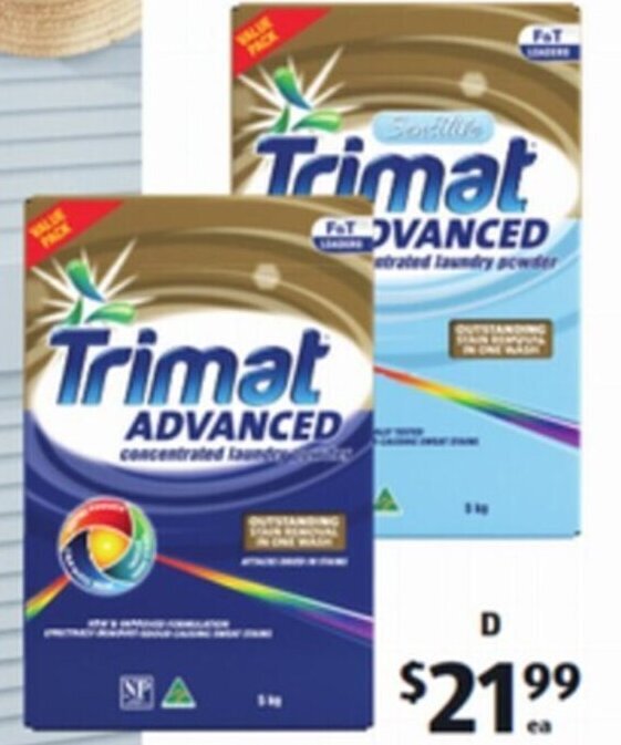Trimat Advanced Concentrated Laundry Powder 5kg offer at ALDI