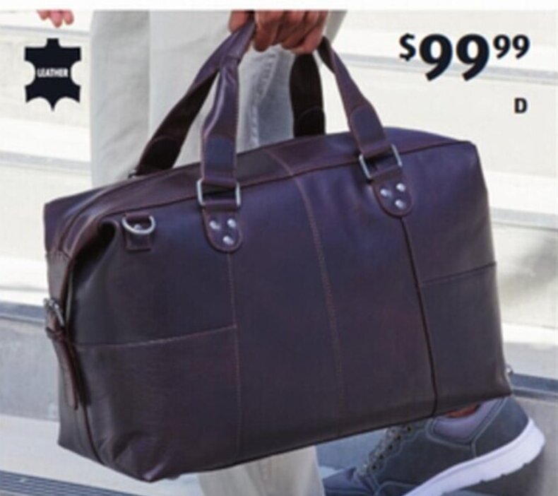 Leather Overnight Bag 99.99 offer at ALDI