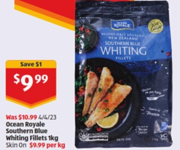 Ocean Royale Southern Blue Whiting Fillets 1kg offer at ALDI