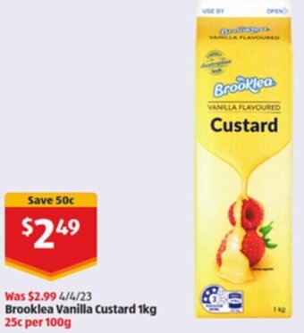 ALDI Brooklea Vanilla Custard 1kg offer