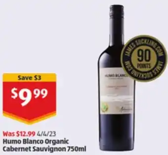 ALDI Humo Blanco Organic Cabernet Sauvignon 750ml offer