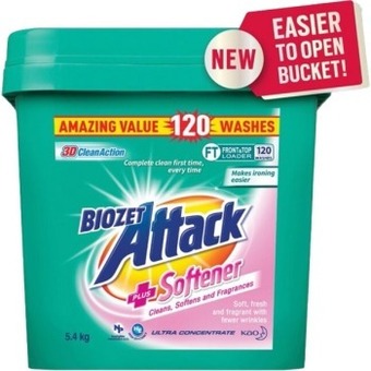 BIG W Biozet attack laundry powder plus softener 5.4kg offer