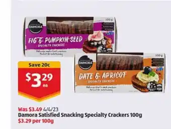 ALDI Damora satisfied snacking specialty crackers offer