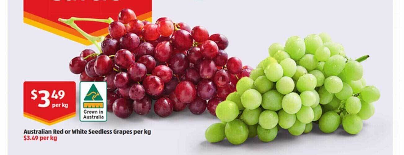 Australian red or white seedless grapes offer at ALDI