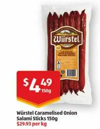 ALDI Würstel caramelised onion salami sticks offer