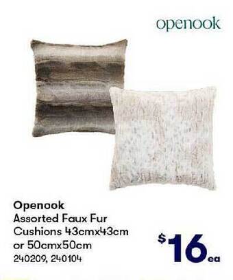 BIG W Openook assorted faux fur cushions offer