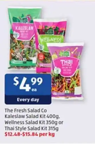 ALDI The fresh salad co kaleslaw salad kit, wellness salad kit or thai style salad kit offer